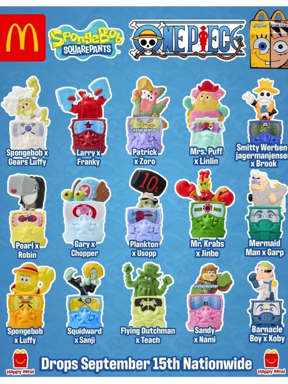McDonalds SpongeBob SquarePants One Piece Complete Set 15 Toys Plus Box 2026⁠